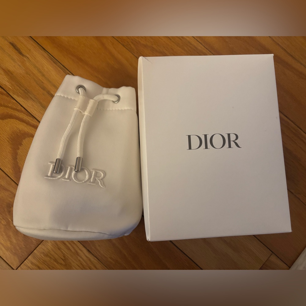 New ,Dior White Drawstring Pouch with Box